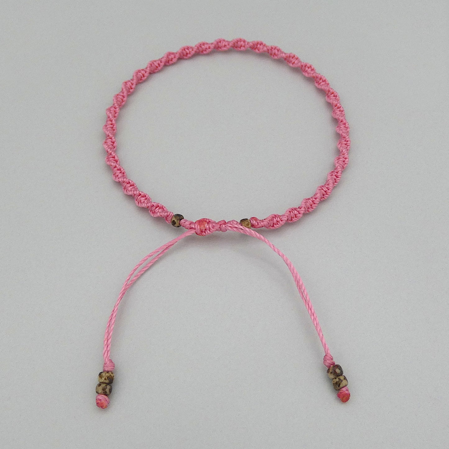 Baby Pink Macramé Bracelet – Handmade Spiral Braided Bracelet, Soft Pastel Boho Gift, Adjustable Jewellery for Her UK