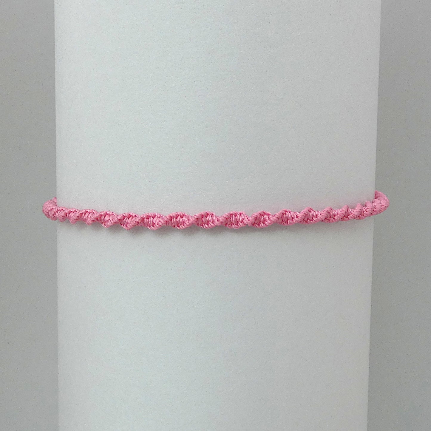 Baby Pink Macramé Bracelet – Handmade Spiral Braided Bracelet, Soft Pastel Boho Gift, Adjustable Jewellery for Her UK