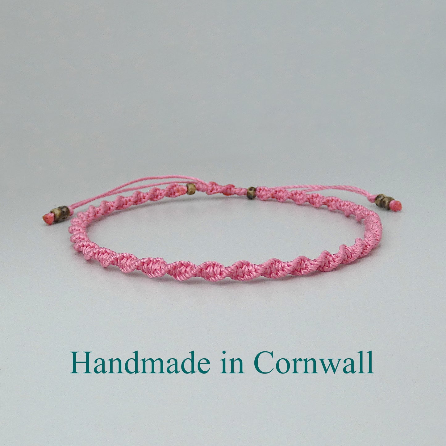 Baby Pink Macramé Bracelet – Handmade Spiral Braided Bracelet, Soft Pastel Boho Gift, Adjustable Jewellery for Her UK