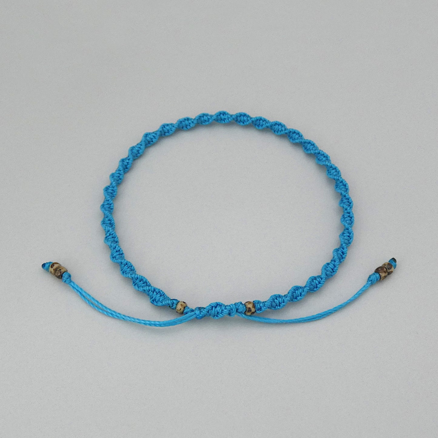Bermuda Blue Macramé Bracelet – Handmade Spiral Bracelet for Women, Ocean-Inspired Boho Jewellery, Adjustable Gift from Cornwall