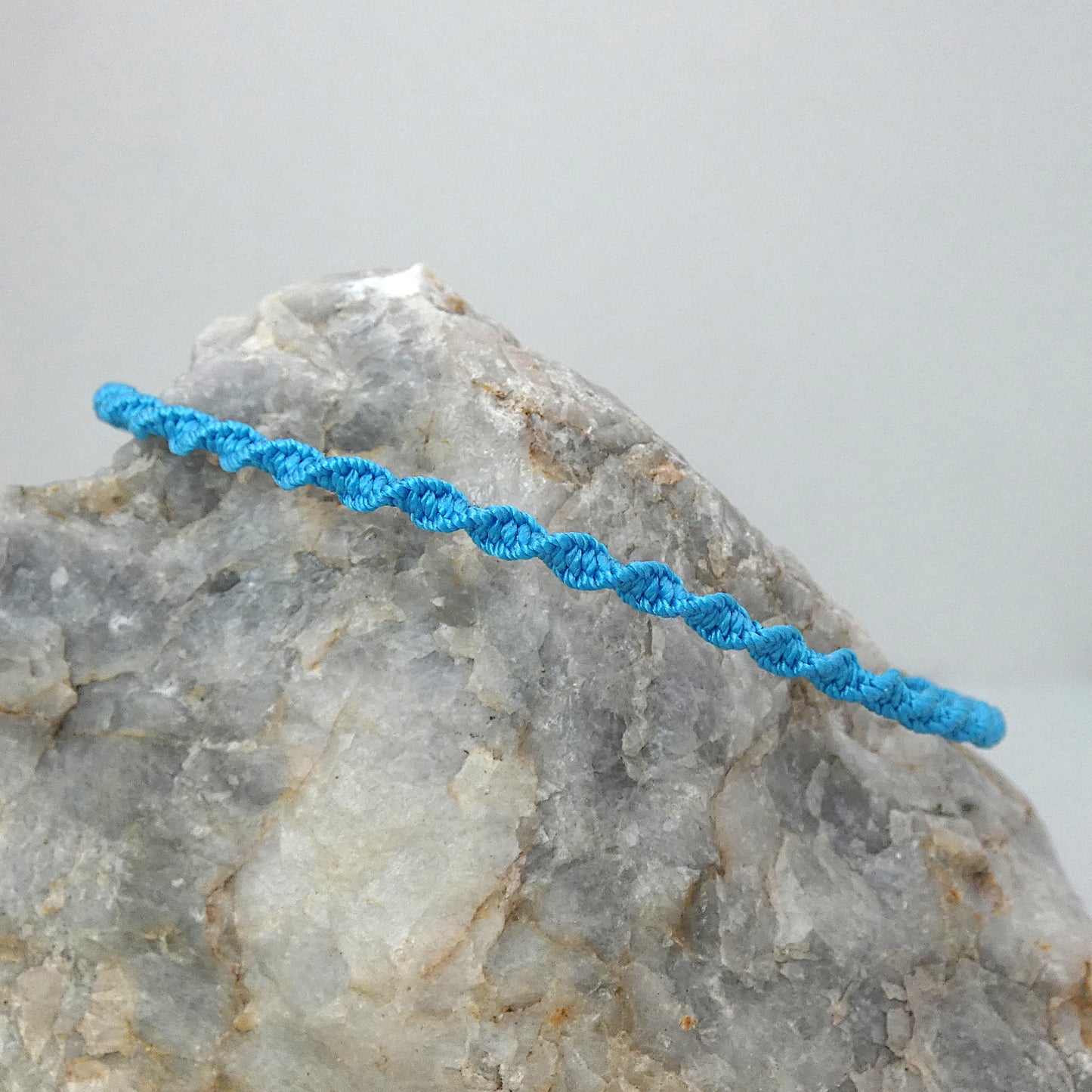 Bermuda Blue Macramé Bracelet – Handmade Spiral Bracelet for Women, Ocean-Inspired Boho Jewellery, Adjustable Gift from Cornwall