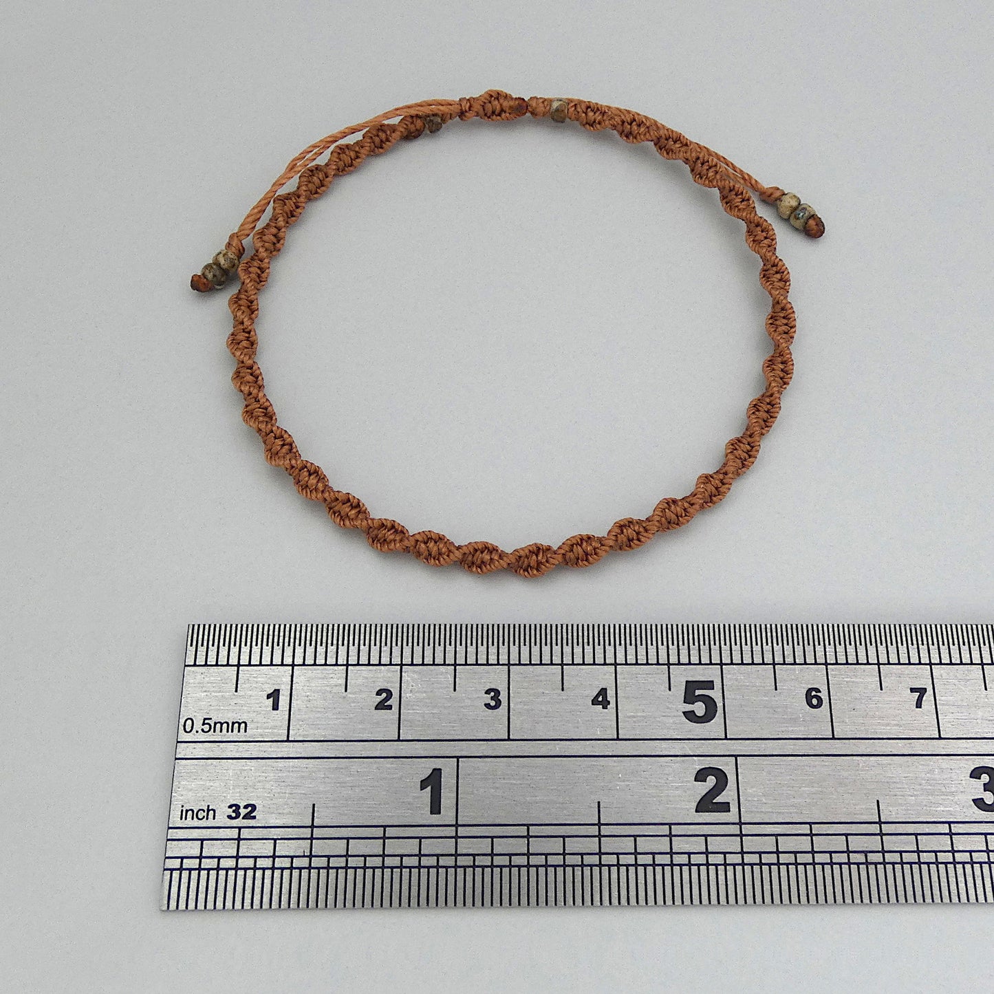 Copper Brown Macramé Bracelet – Handmade Spiral Braided Bracelet, Earthy Boho Jewellery, Adjustable Gift from Cornwall UK