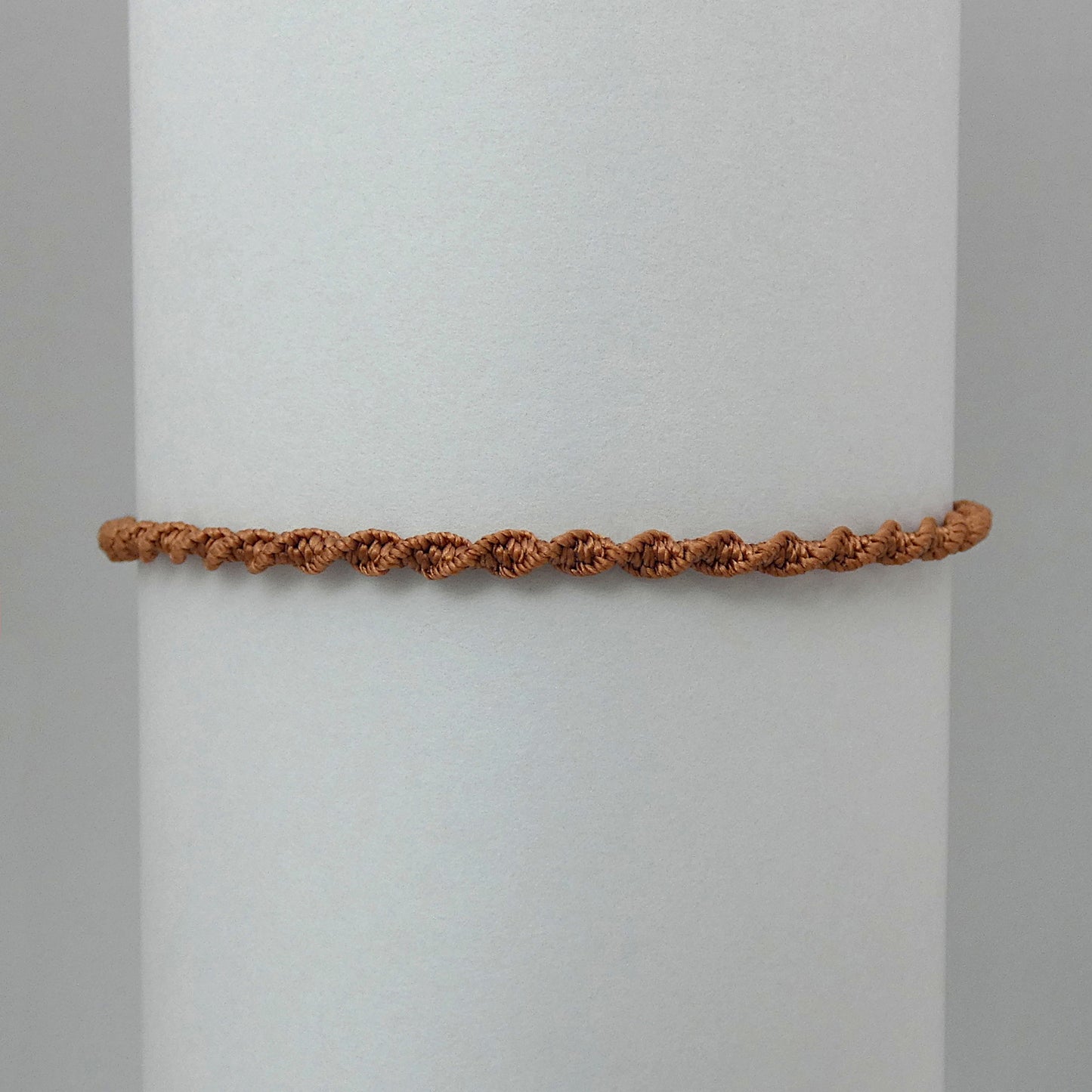 Copper Brown Macramé Bracelet – Handmade Spiral Braided Bracelet, Earthy Boho Jewellery, Adjustable Gift from Cornwall UK