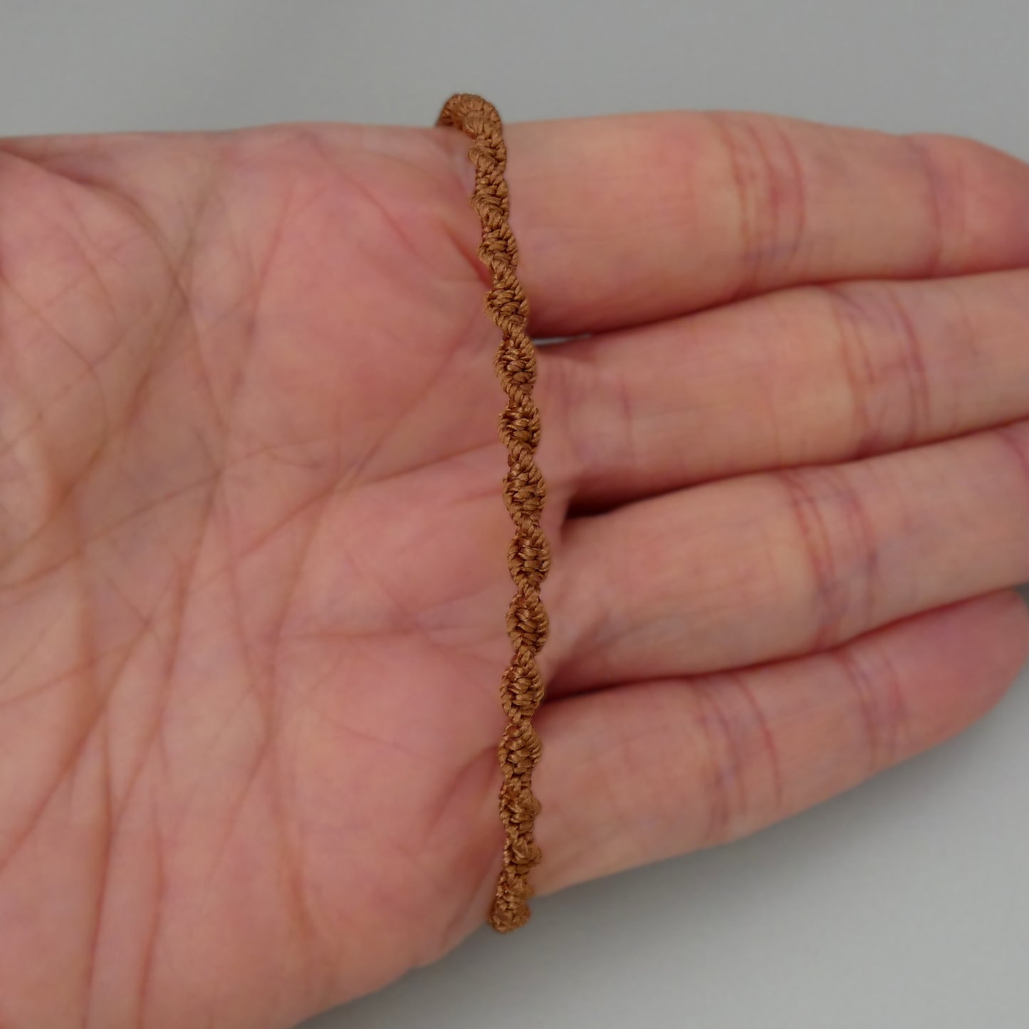 Copper Brown Macramé Bracelet – Handmade Spiral Braided Bracelet, Earthy Boho Jewellery, Adjustable Gift from Cornwall UK