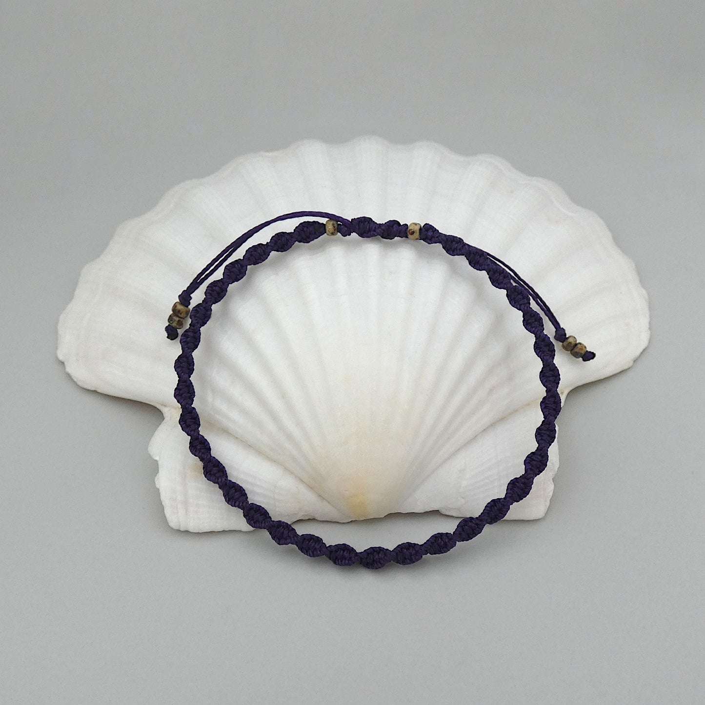 Dark Purple Macramé Bracelet – Handmade Spiral Braided Bracelet, Deep Boho Jewellery, Adjustable Cord Gift for Women UK