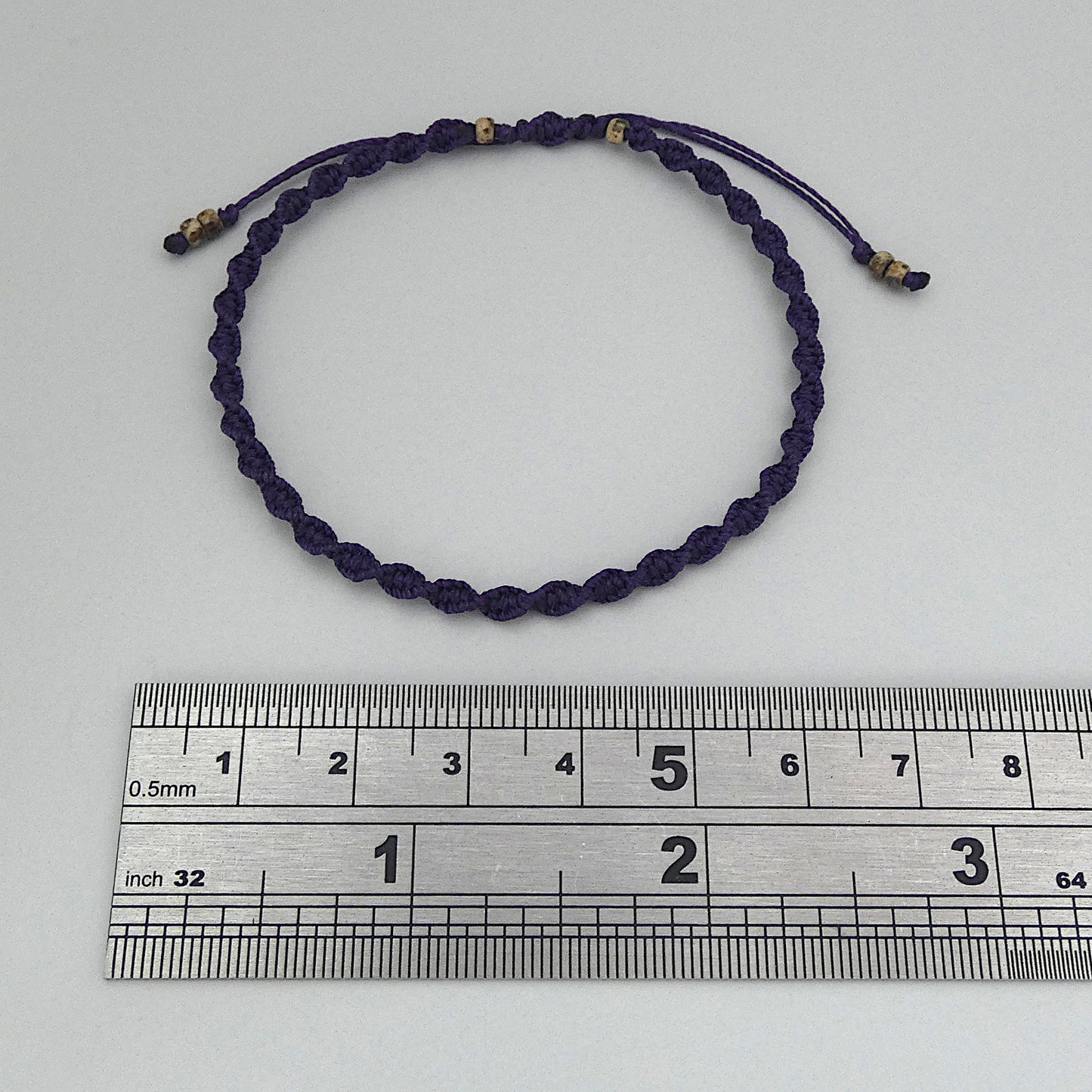 Dark Purple Macramé Bracelet – Handmade Spiral Braided Bracelet, Deep Boho Jewellery, Adjustable Cord Gift for Women UK