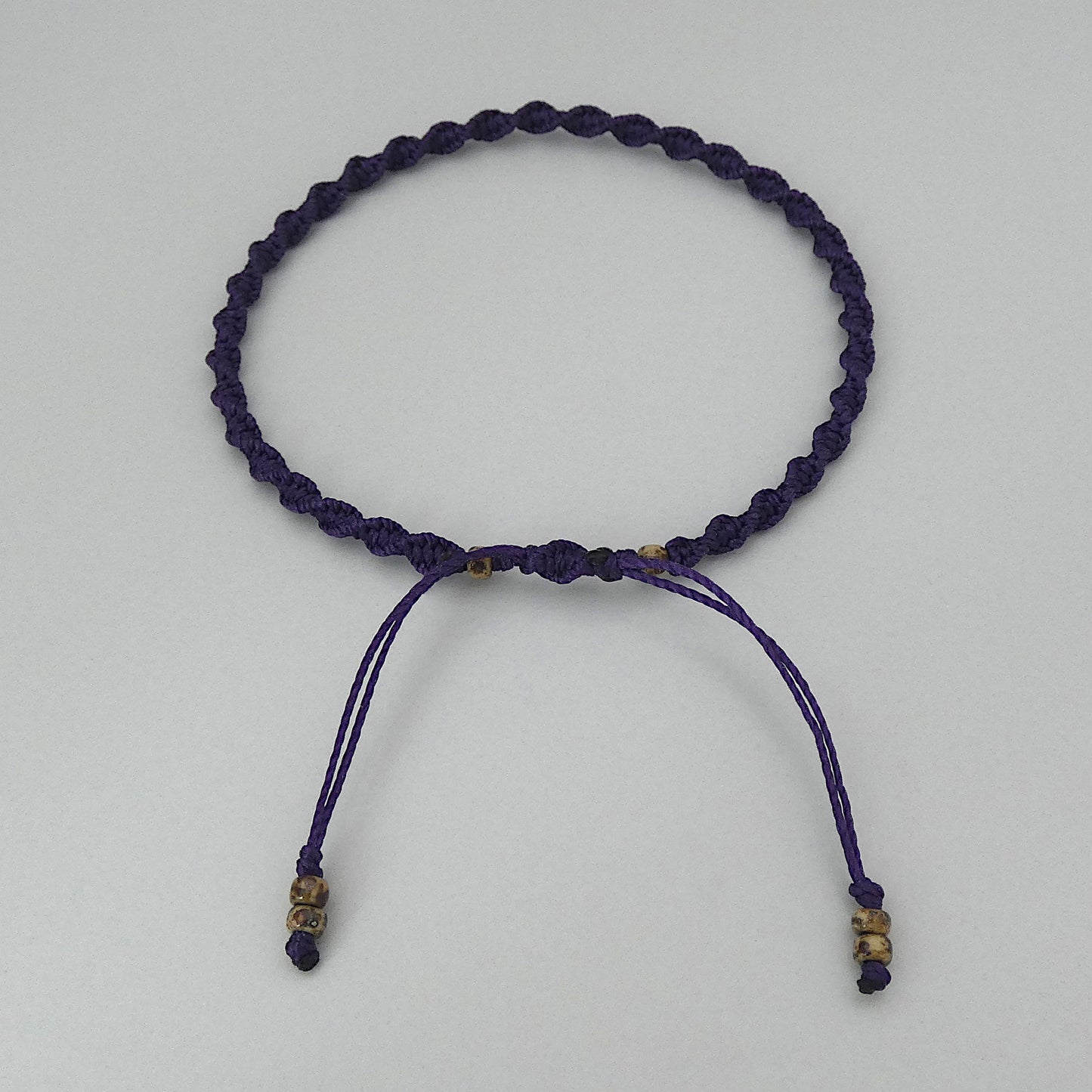 Dark Purple Macramé Bracelet – Handmade Spiral Braided Bracelet, Deep Boho Jewellery, Adjustable Cord Gift for Women UK