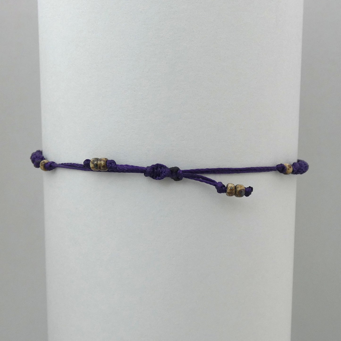 Dark Purple Macramé Bracelet – Handmade Spiral Braided Bracelet, Deep Boho Jewellery, Adjustable Cord Gift for Women UK