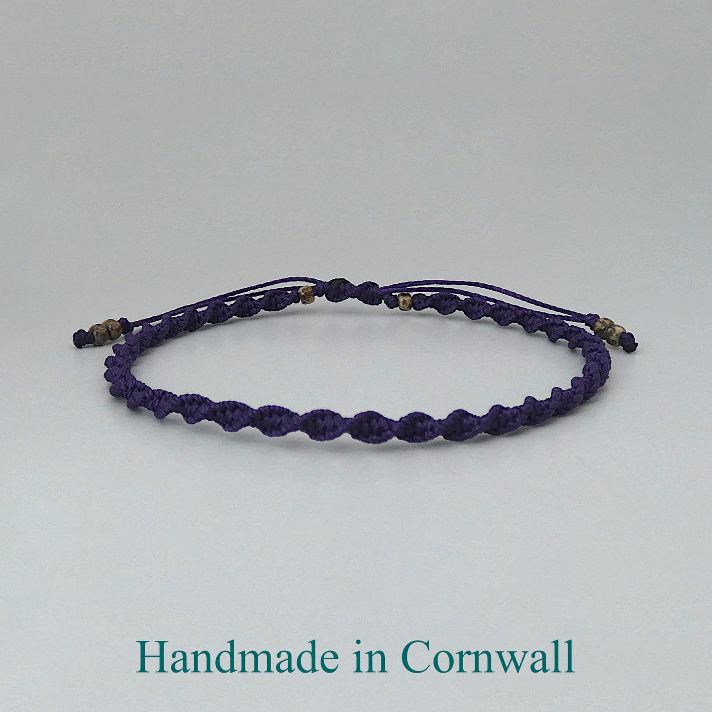 Dark Purple Macramé Bracelet – Handmade Spiral Braided Bracelet, Deep Boho Jewellery, Adjustable Cord Gift for Women UK
