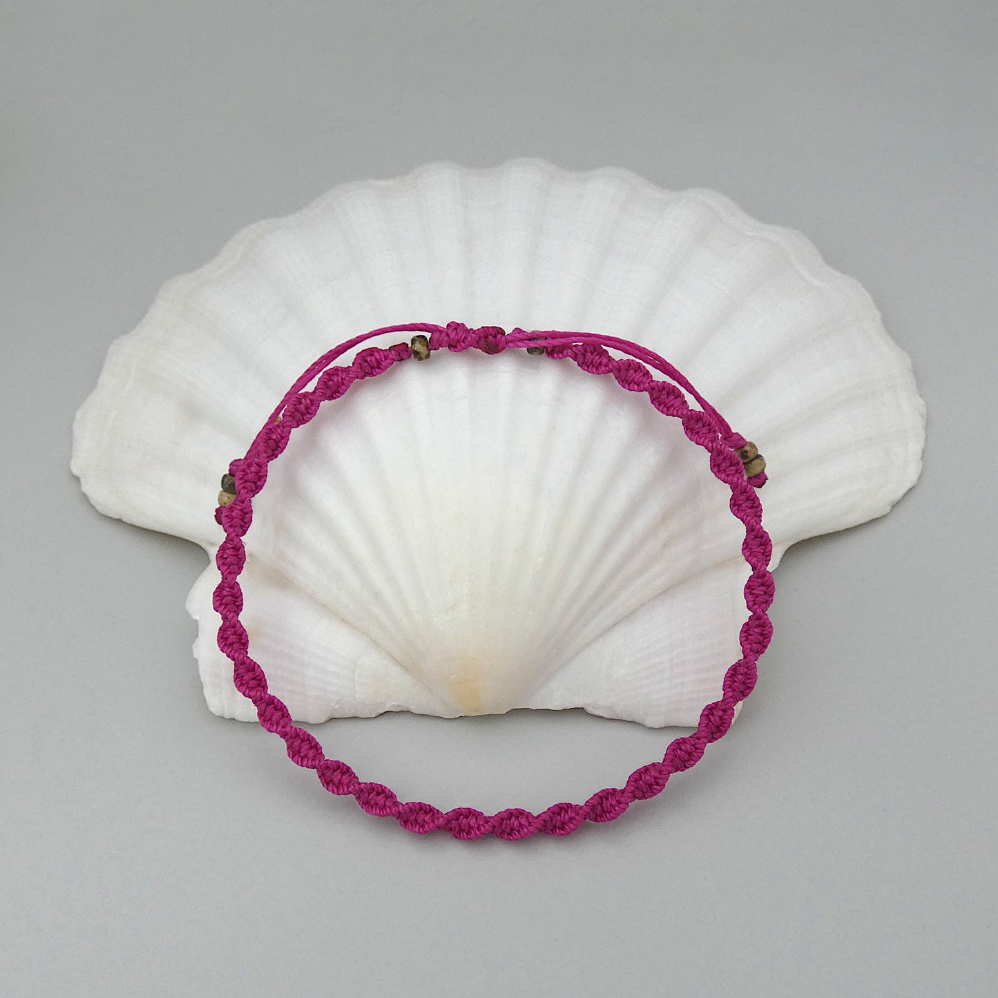 Magenta Macramé Bracelet – Handmade Spiral Bracelet for Women, Bright Boho Gift, Adjustable Stackable Jewellery UK