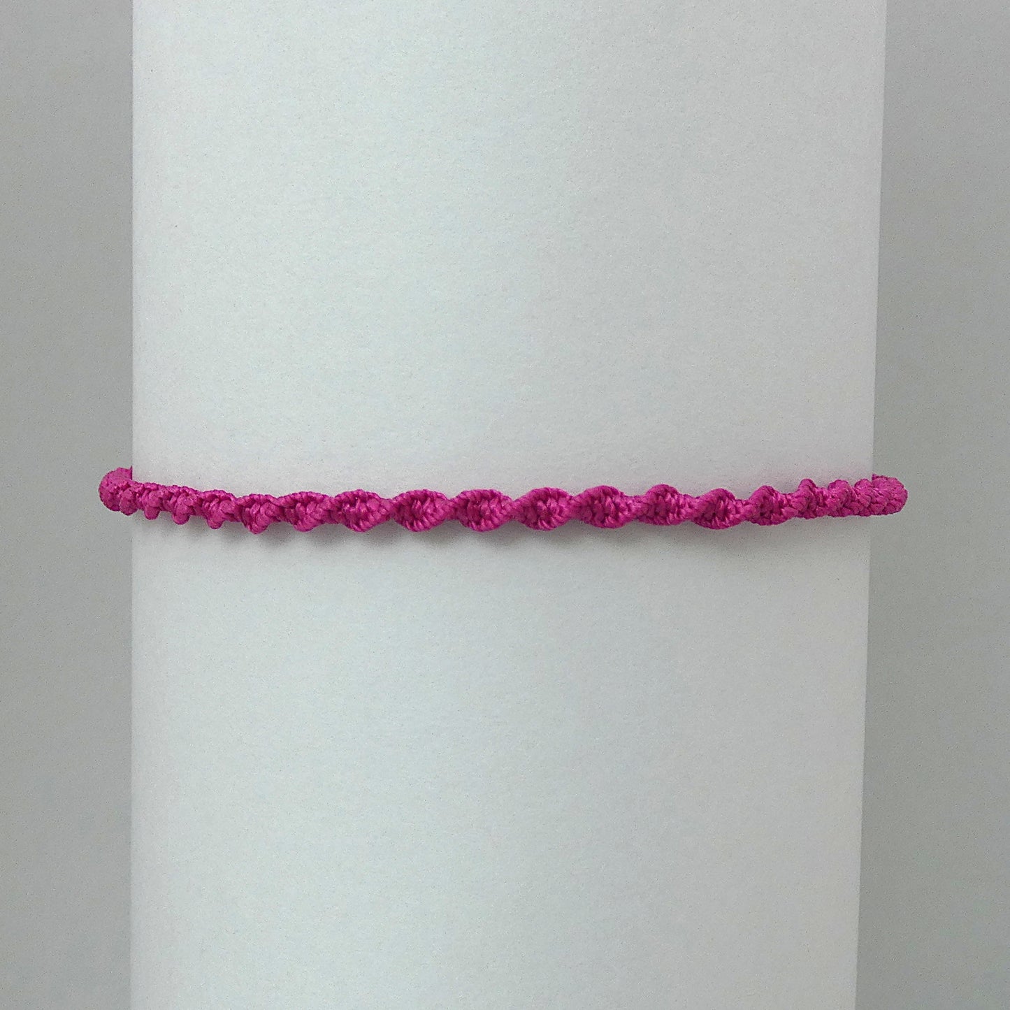 Magenta Macramé Bracelet – Handmade Spiral Bracelet for Women, Bright Boho Gift, Adjustable Stackable Jewellery UK