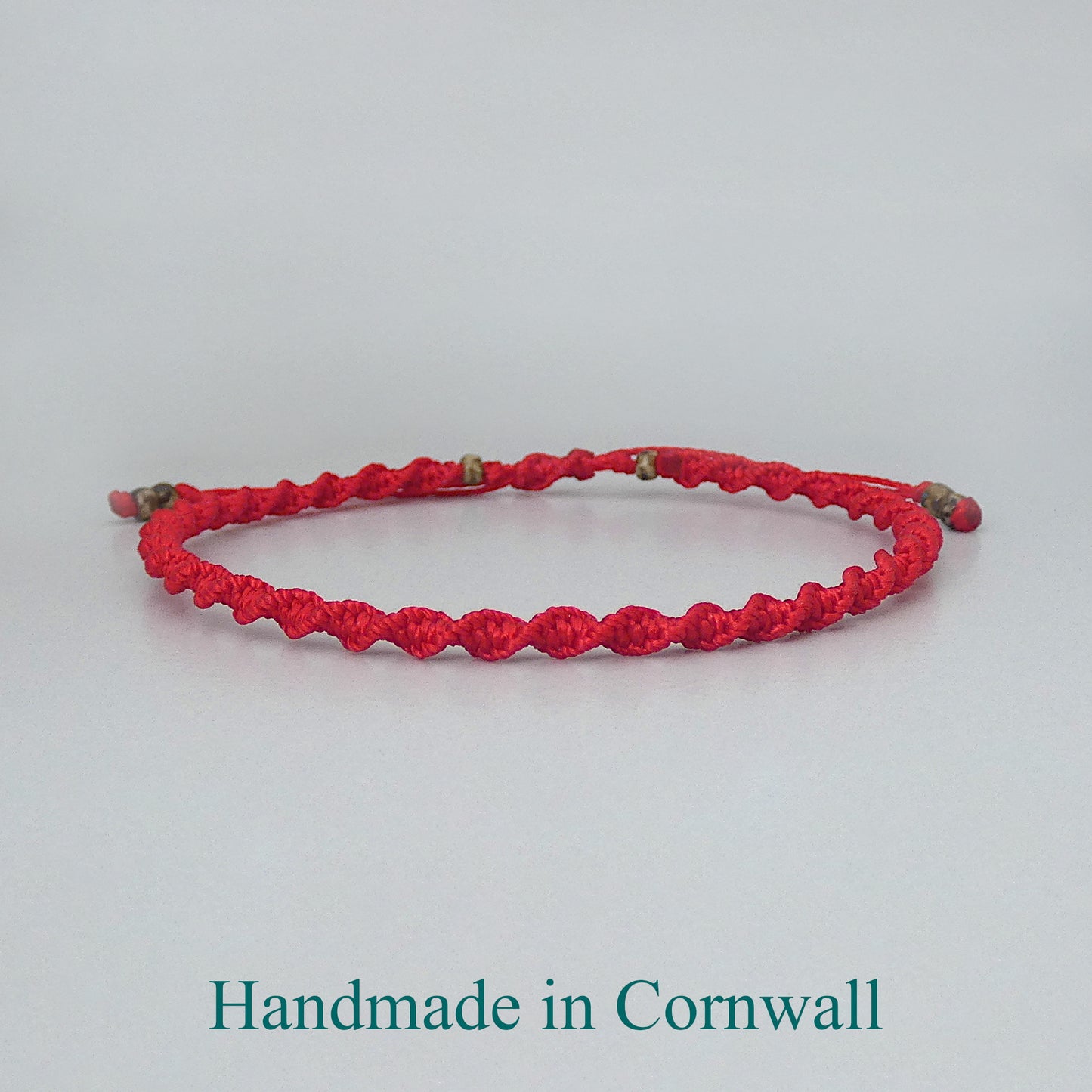 Bright Red Macramé Bracelet – Handmade Spiral Knot Bracelet, Bold Boho Gift, Adjustable Jewellery UK