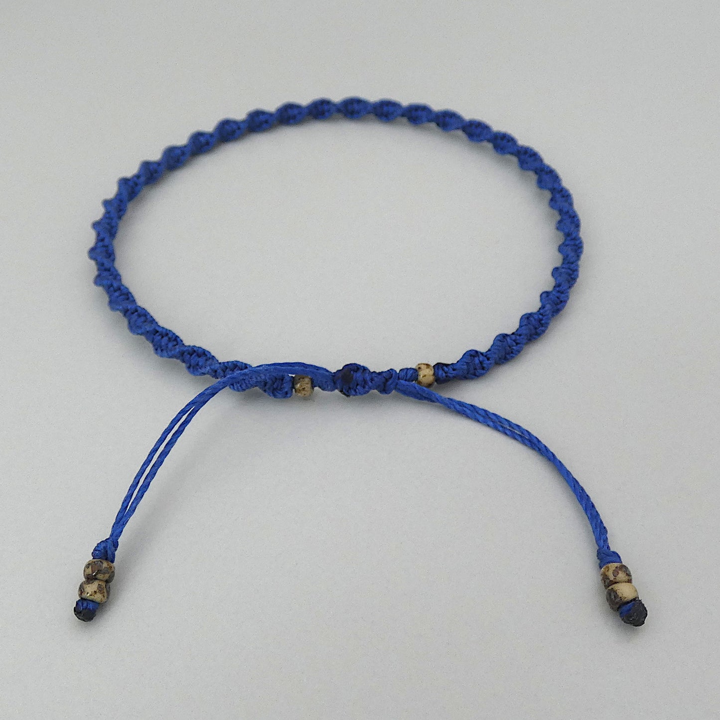 Royal Blue Macramé Bracelet – Handmade Spiral Braided Bracelet for Women, Ocean-Inspired Boho Jewellery, Adjustable Gift from Cornwall