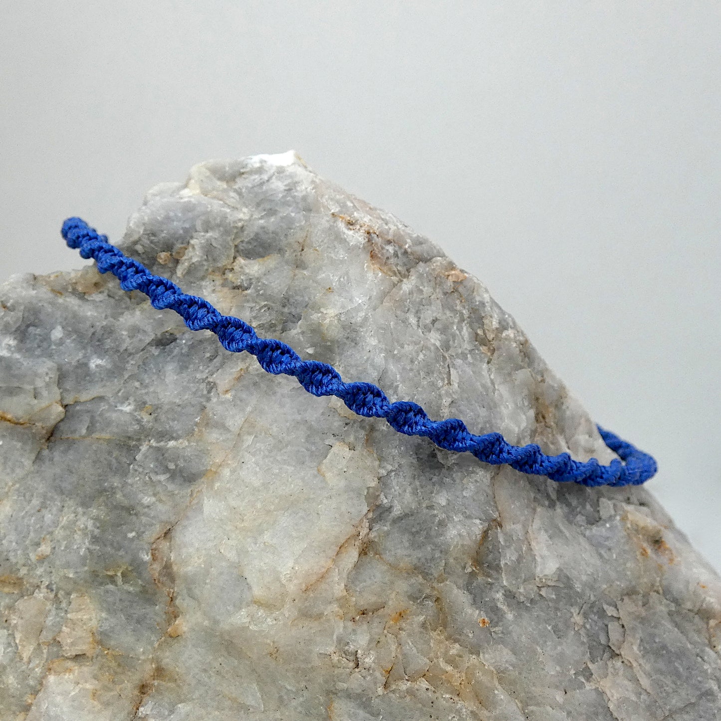 Royal Blue Macramé Bracelet – Handmade Spiral Braided Bracelet for Women, Ocean-Inspired Boho Jewellery, Adjustable Gift from Cornwall