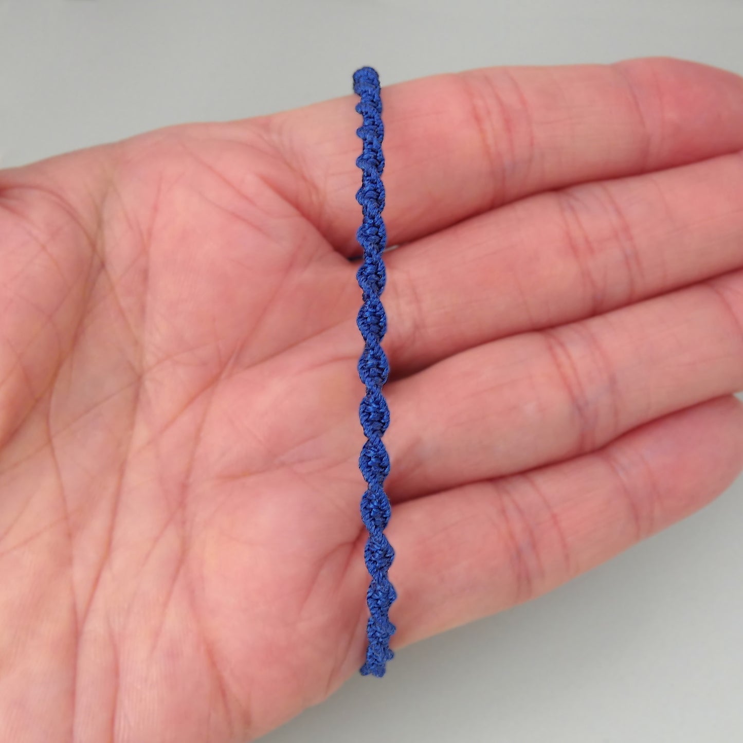 Royal Blue Macramé Bracelet – Handmade Spiral Braided Bracelet for Women, Ocean-Inspired Boho Jewellery, Adjustable Gift from Cornwall