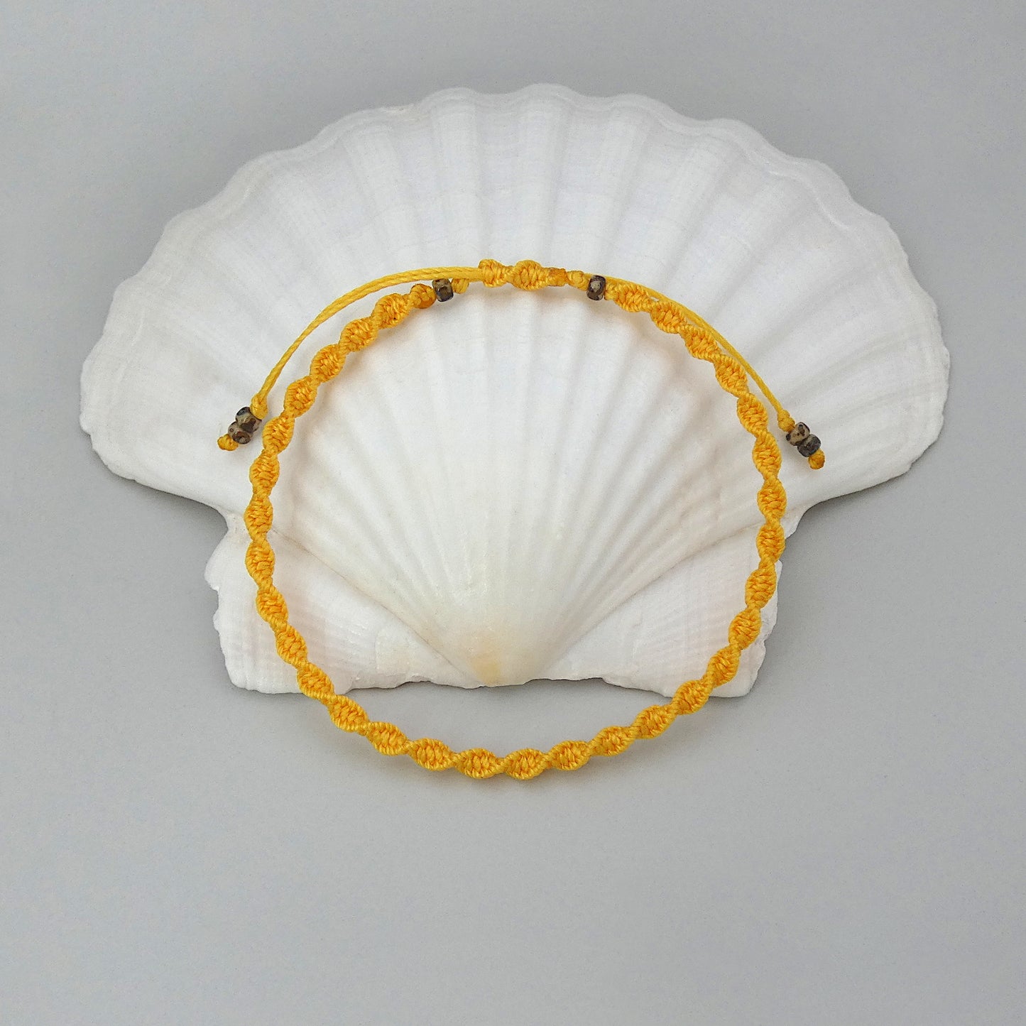 Sunflower Yellow Macramé Bracelet – Handmade Spiral Bracelet for Women, Bright Boho Jewellery, Adjustable Gift Made in UK