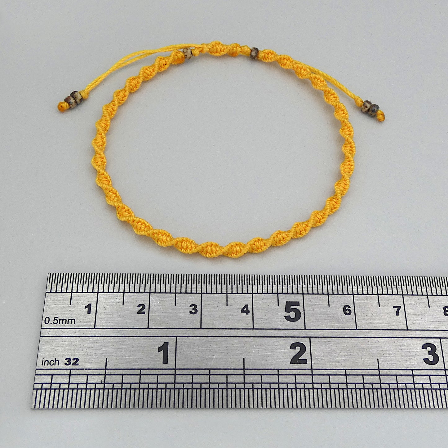 Sunflower Yellow Macramé Bracelet – Handmade Spiral Bracelet for Women, Bright Boho Jewellery, Adjustable Gift Made in UK