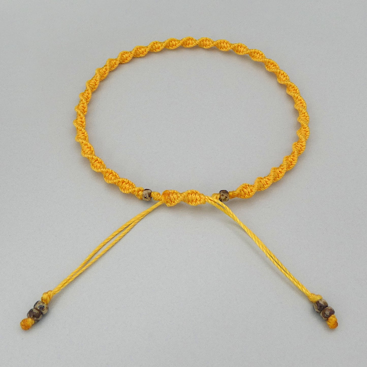 Sunflower Yellow Macramé Bracelet – Handmade Spiral Bracelet for Women, Bright Boho Jewellery, Adjustable Gift Made in UK