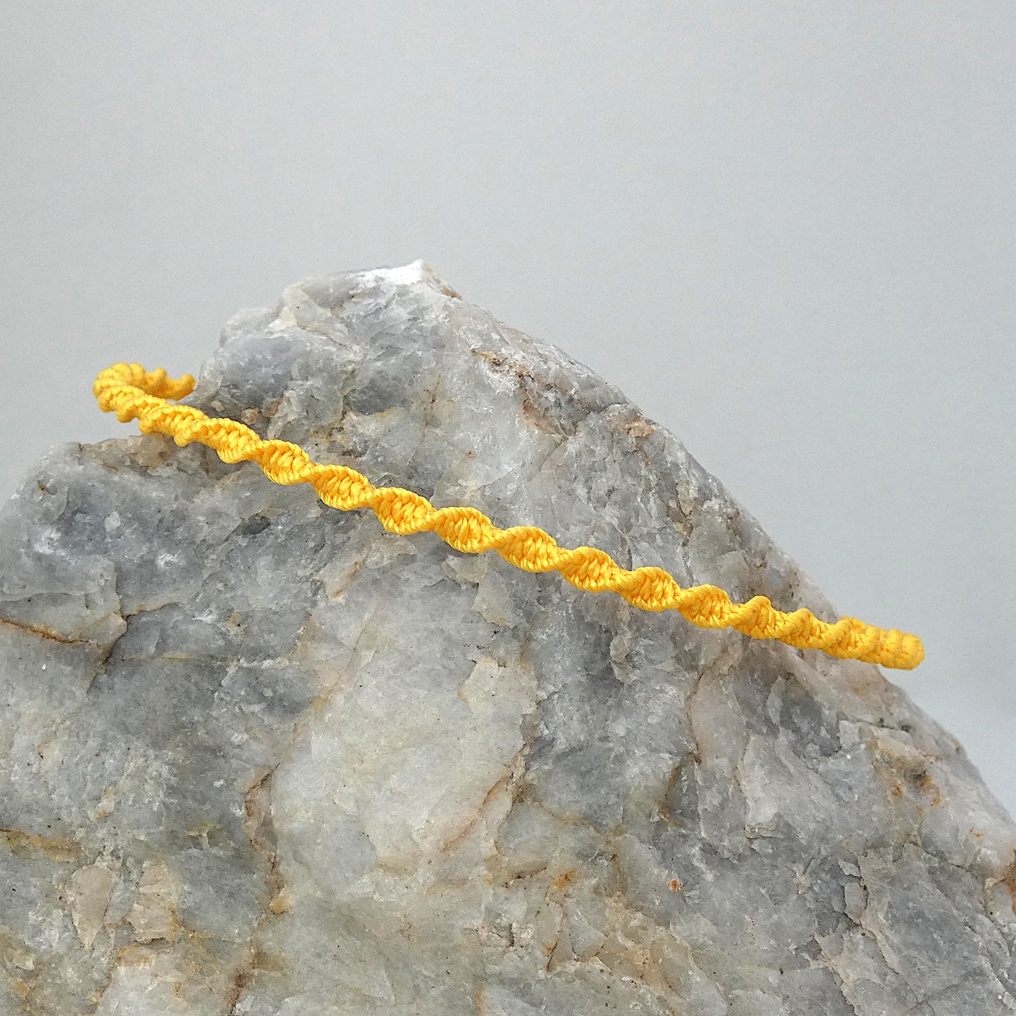 Sunflower Yellow Macramé Bracelet – Handmade Spiral Bracelet for Women, Bright Boho Jewellery, Adjustable Gift Made in UK