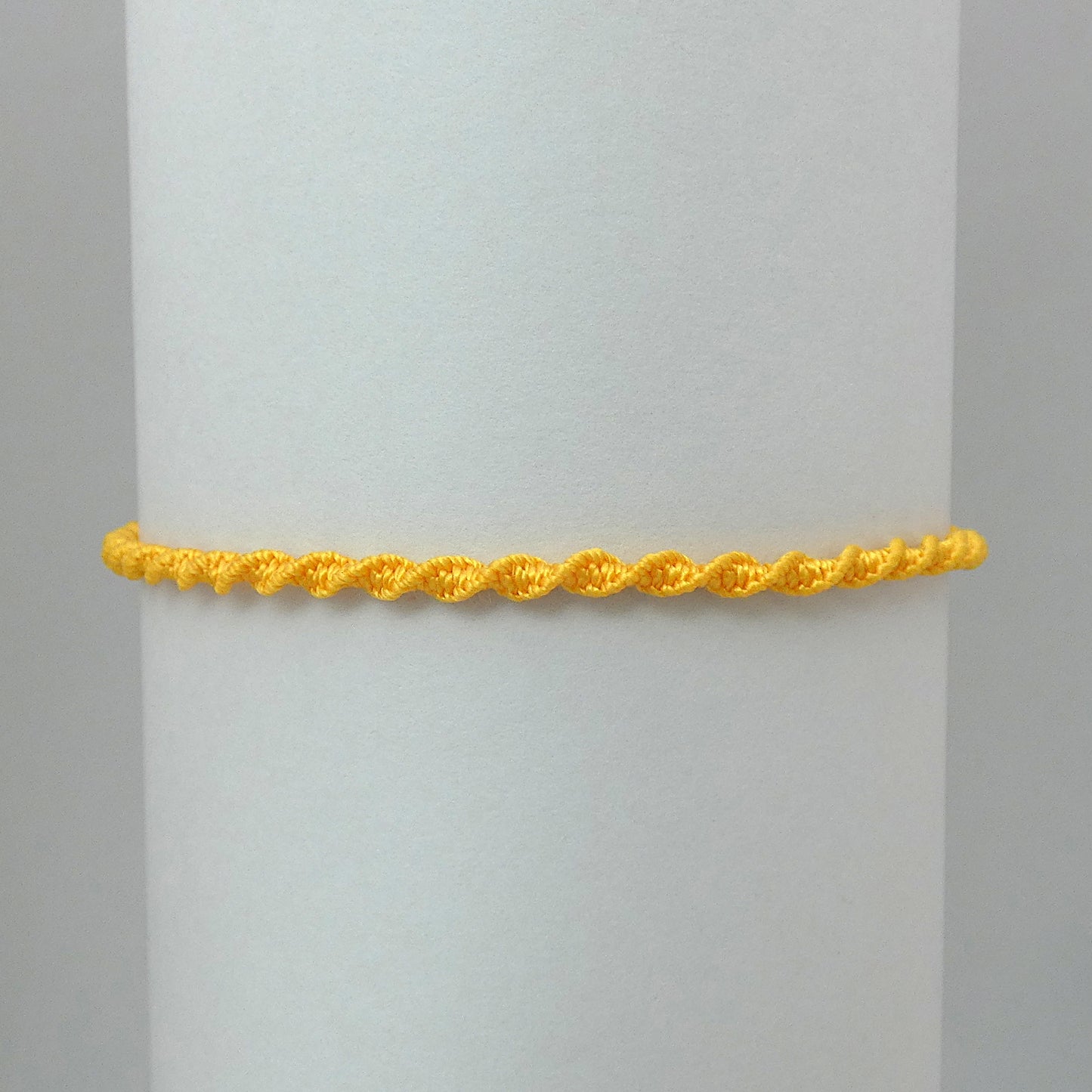 Sunflower Yellow Macramé Bracelet – Handmade Spiral Bracelet for Women, Bright Boho Jewellery, Adjustable Gift Made in UK