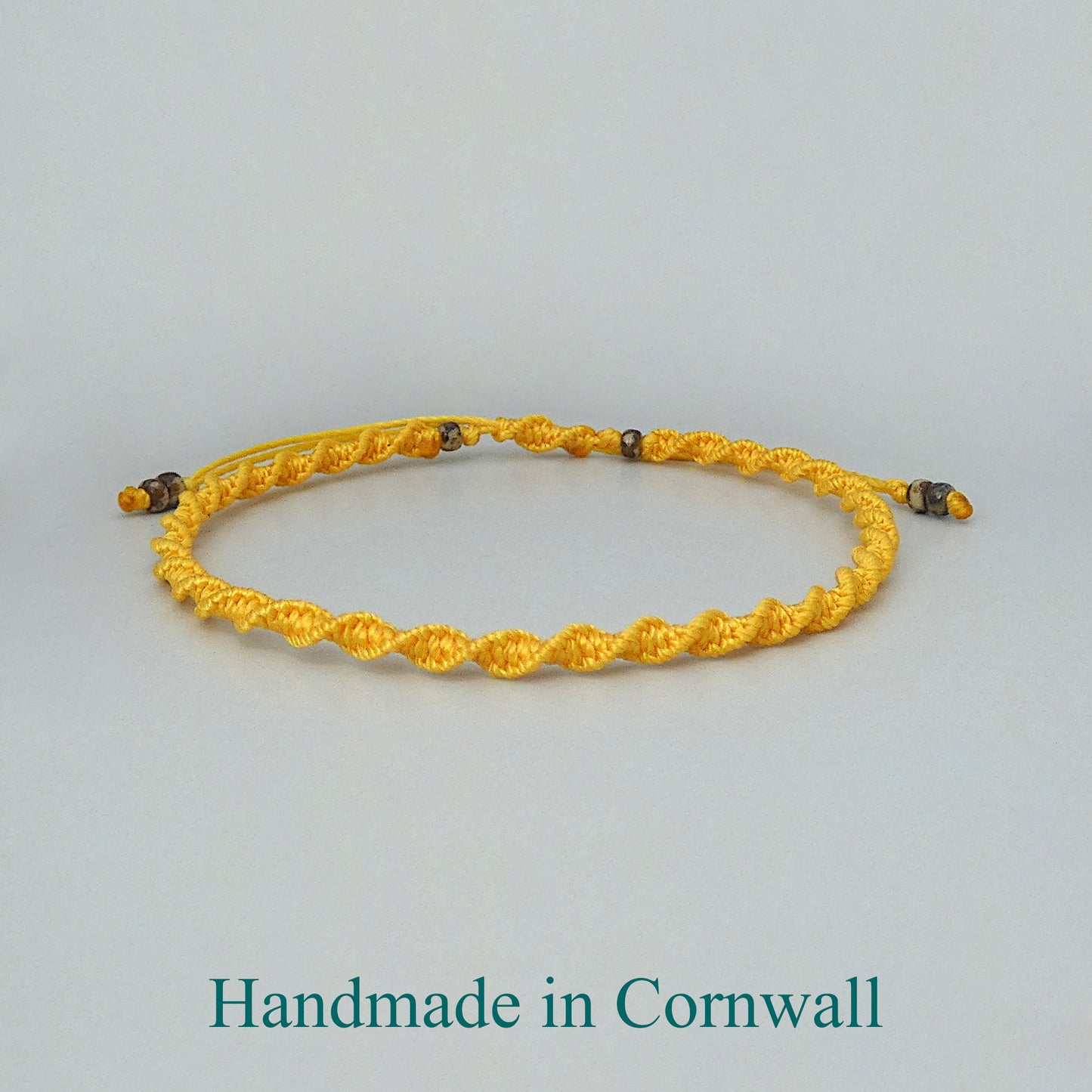Sunflower Yellow Macramé Bracelet – Handmade Spiral Bracelet for Women, Bright Boho Jewellery, Adjustable Gift Made in UK