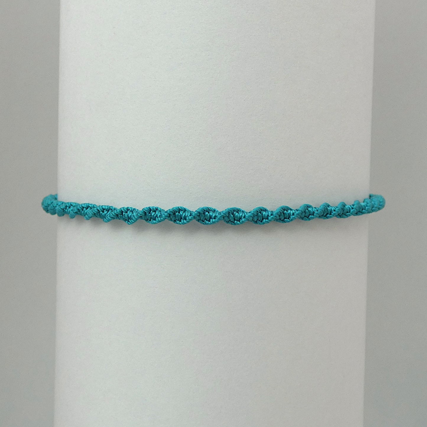 Teal Green Macramé Bracelet – Handmade Spiral Bracelet for Women, Coastal Boho Style, Adjustable Jewellery UK
