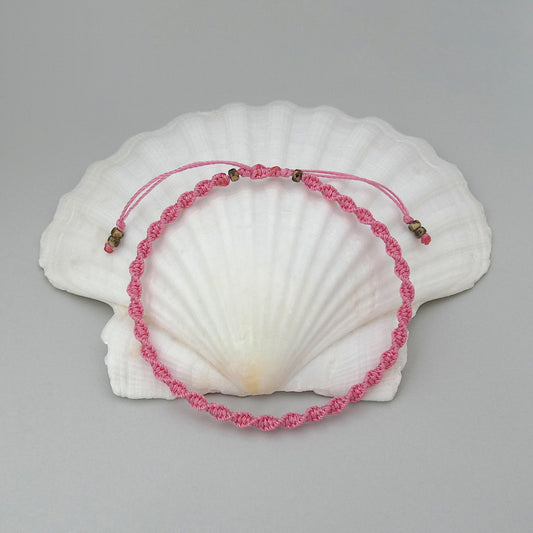 Baby Pink Macramé Bracelet – Handmade Spiral Knot Bracelet, Soft Pastel Boho Gift, Adjustable Jewellery for Her UK