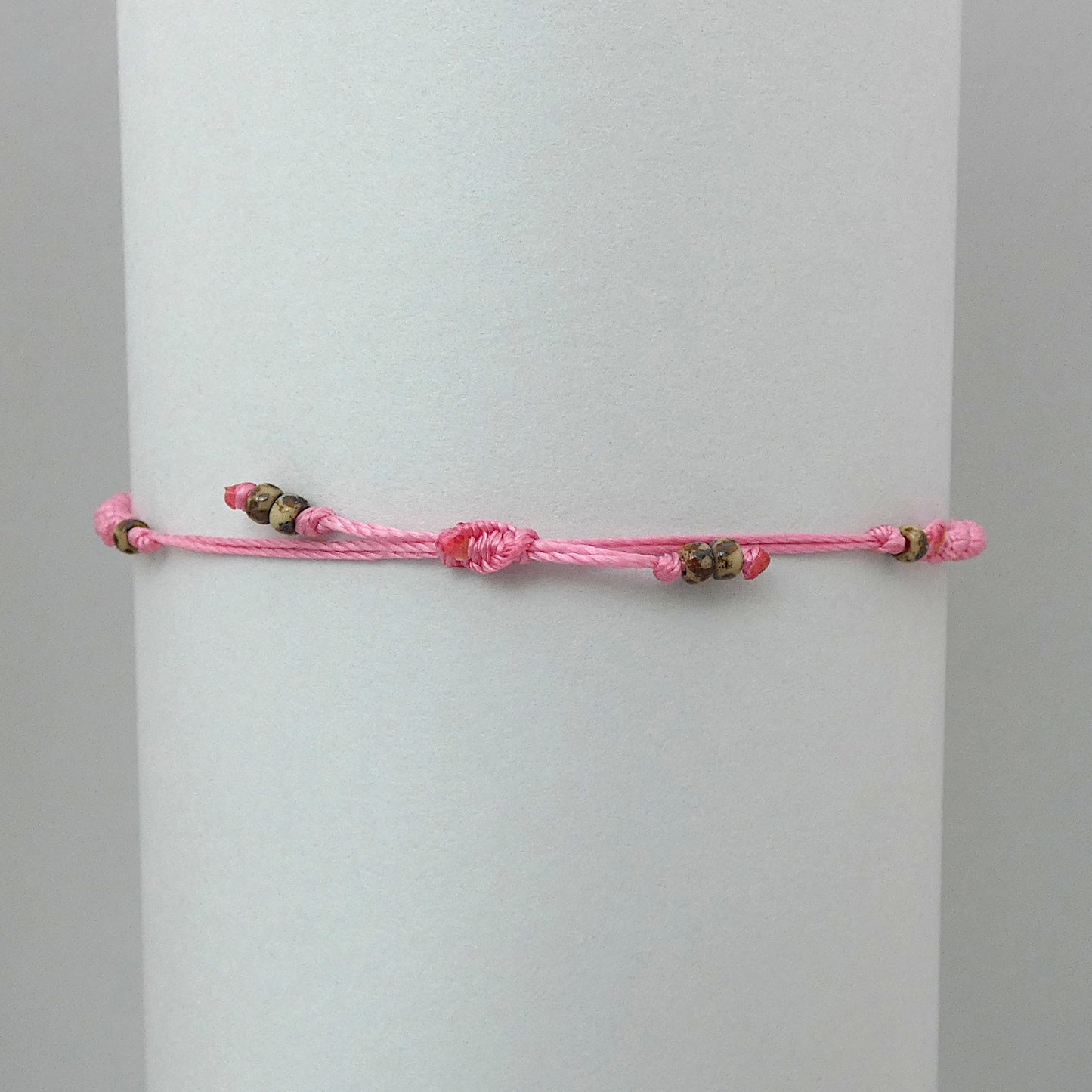 Baby Pink Macramé Bracelet – Handmade Spiral Braided Bracelet, Soft Pastel Boho Gift, Adjustable Jewellery for Her UK