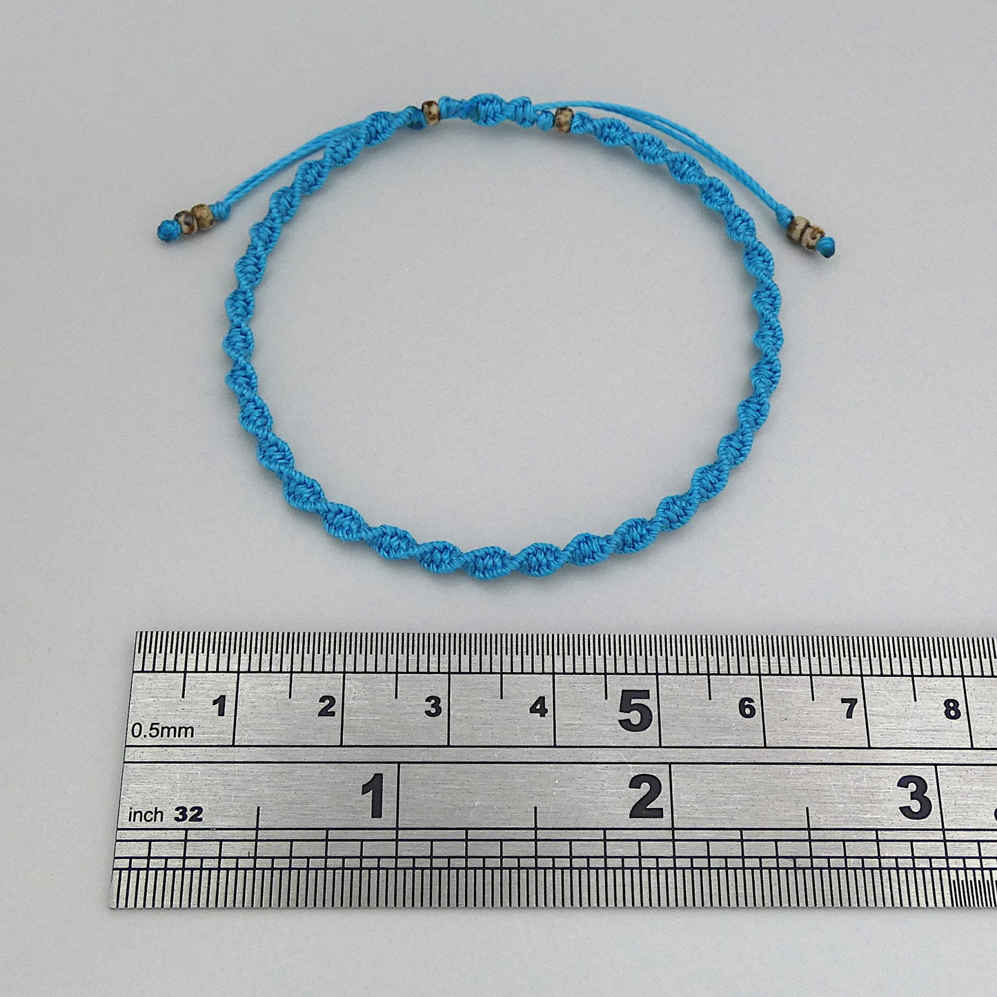 Bermuda Blue Macramé Bracelet – Handmade Spiral Bracelet for Women, Ocean-Inspired Boho Jewellery, Adjustable Gift from Cornwall