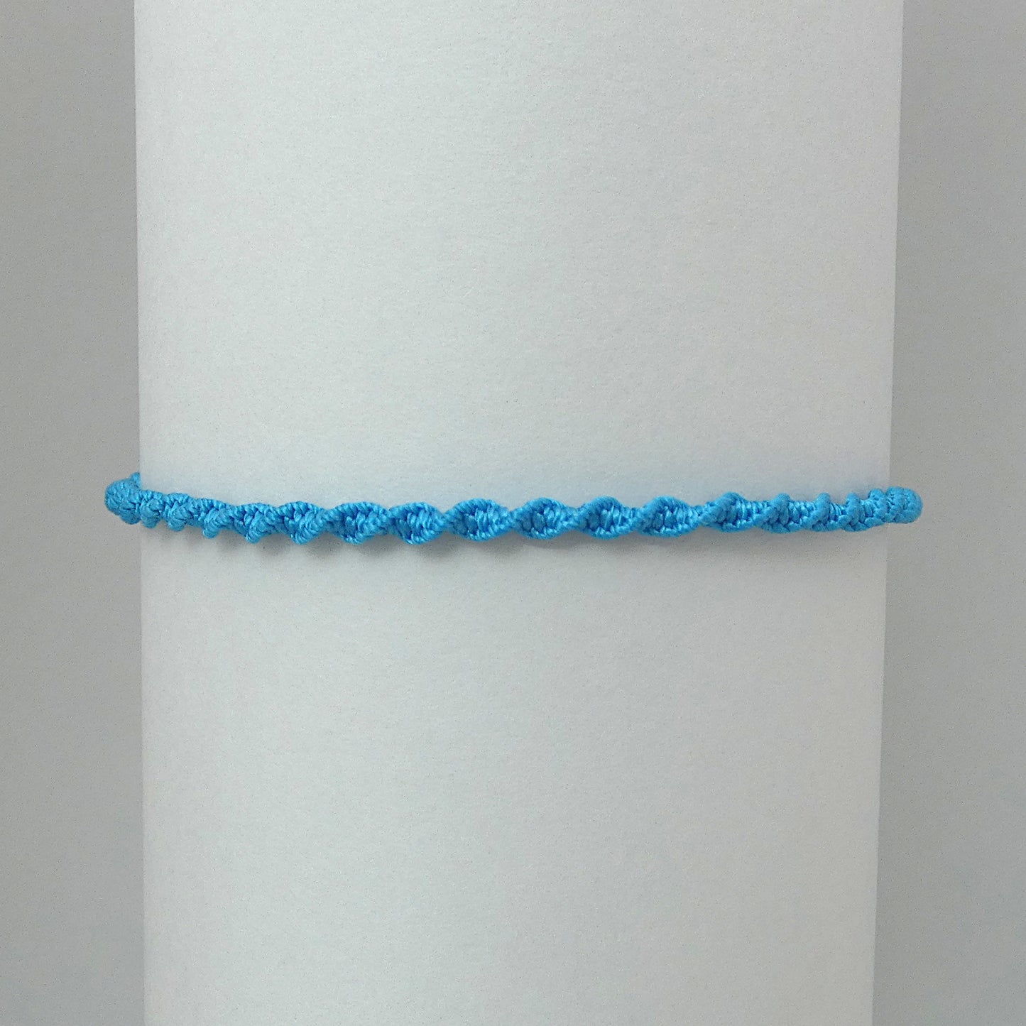 Bermuda Blue Macramé Bracelet – Handmade Spiral Bracelet for Women, Ocean-Inspired Boho Jewellery, Adjustable Gift from Cornwall