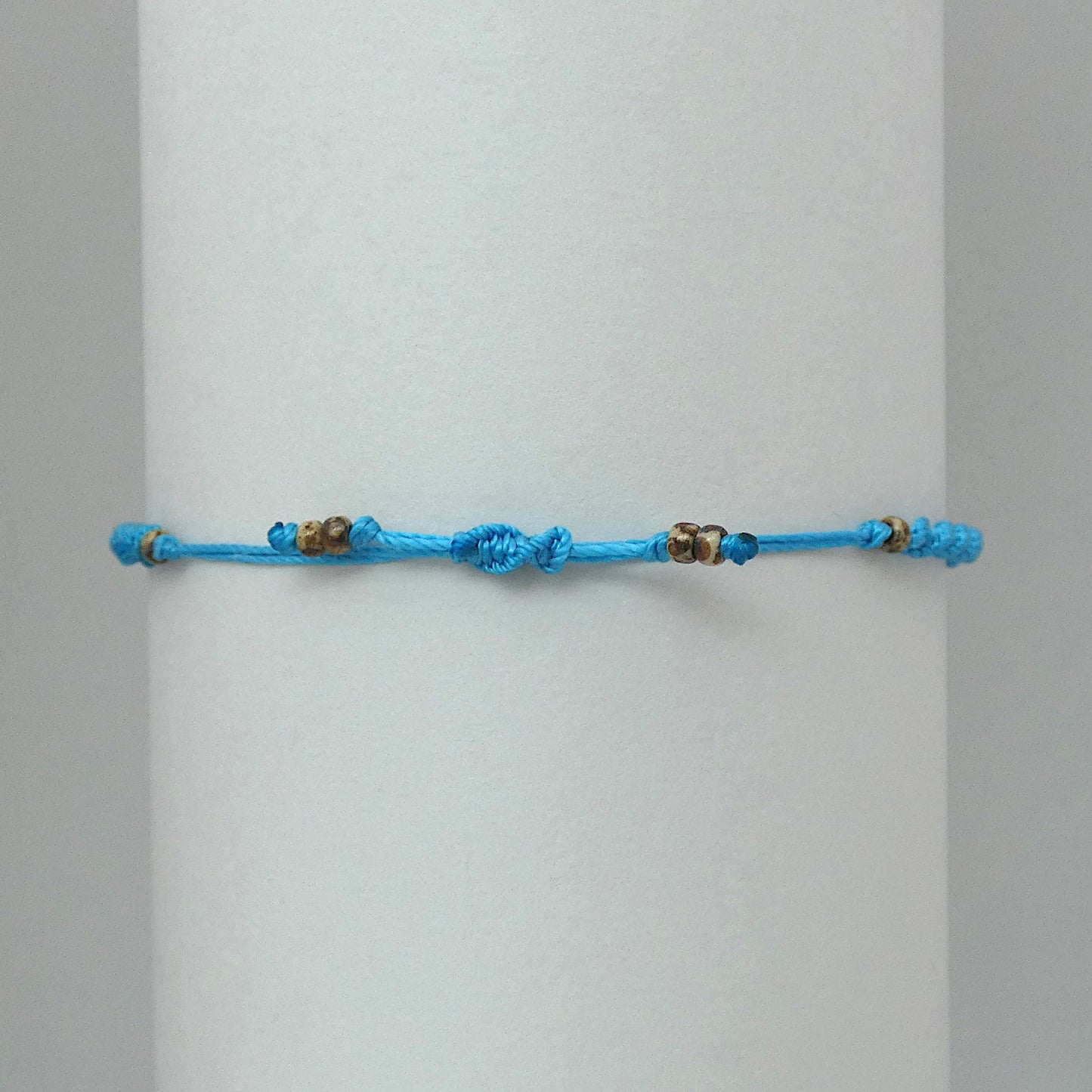 Bermuda Blue Macramé Bracelet – Handmade Spiral Bracelet for Women, Ocean-Inspired Boho Jewellery, Adjustable Gift from Cornwall