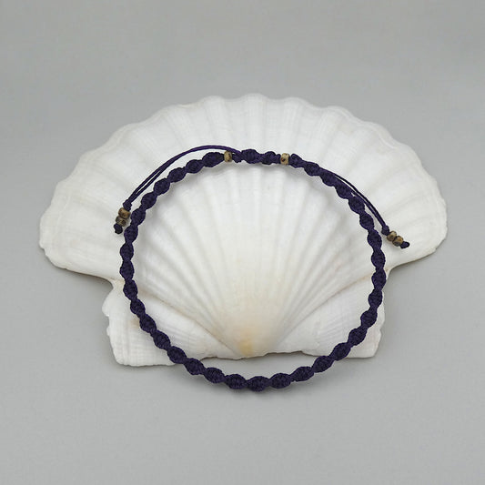 Dark Purple Macramé Bracelet – Handmade Spiral Bracelet, Deep Boho Jewellery, Adjustable Cord Gift for Women UK