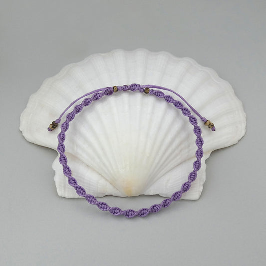Orchid Purple Macramé Bracelet – Handmade Spiral Bracelet for Women, Soft Boho Jewellery, Adjustable Gift UK
