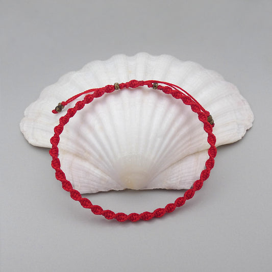 Bright Red Macramé Bracelet – Handmade Spiral Knot Braided Bracelet, Bold Boho Gift, Adjustable Jewellery UK