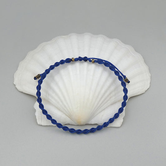 Royal Blue Macramé Bracelet – Handmade Spiral Bracelet for Women, Ocean-Inspired Boho Jewellery, Adjustable Gift from Cornwall
