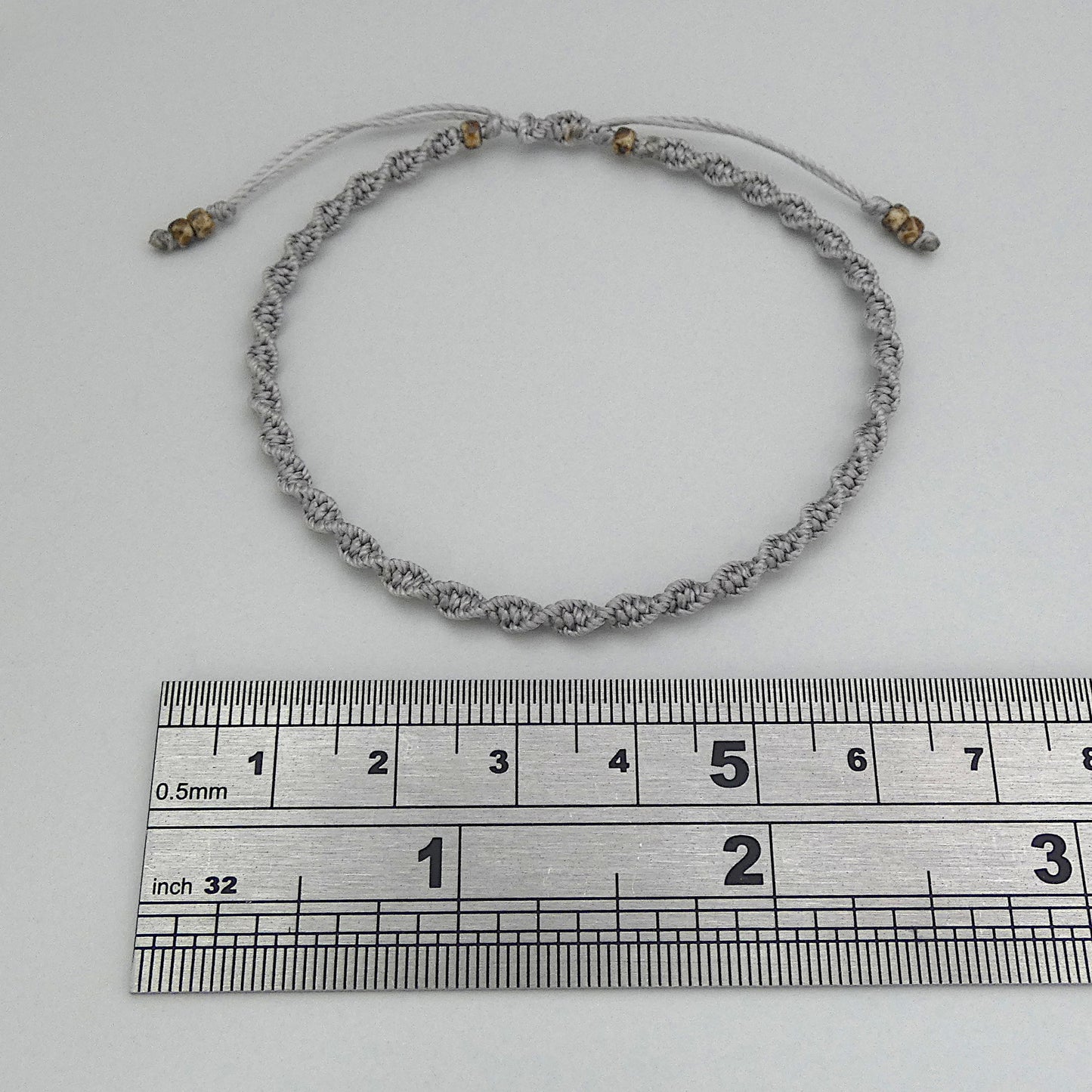 Silver Grey Macramé Bracelet – Handmade Spiral Braided Bracelet, Neutral Boho Jewellery, Adjustable Gift for Her UK