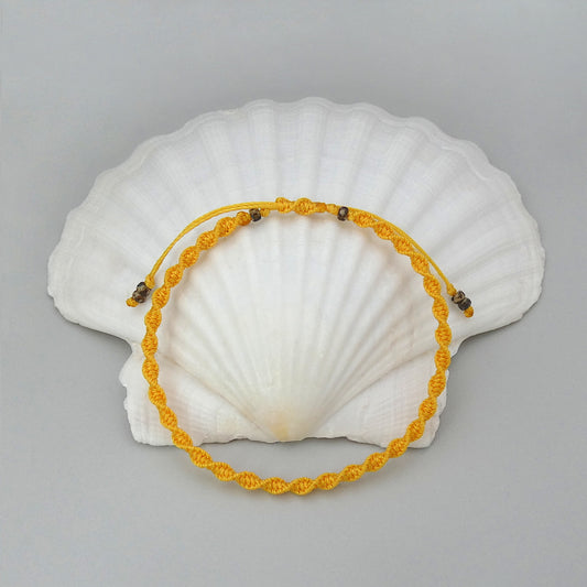 Sunflower Yellow Macramé Bracelet – Handmade Spiral Braided Bracelet for Women, Bright Boho Jewellery, Adjustable Gift Made in UK