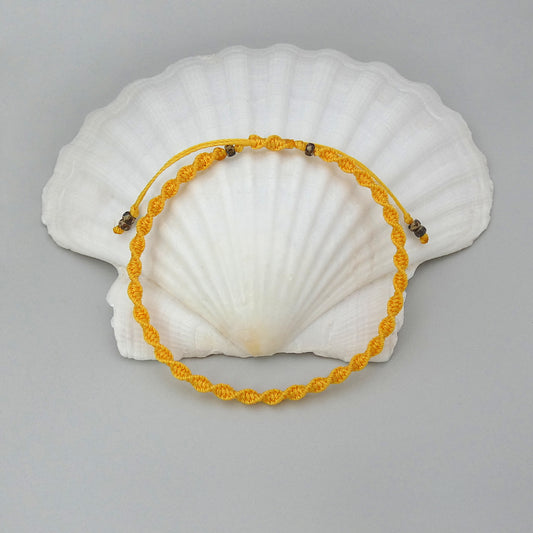 Sunflower Yellow Macramé Bracelet – Handmade Spiral Bracelet for Women, Bright Boho Jewellery, Adjustable Gift Made in UK