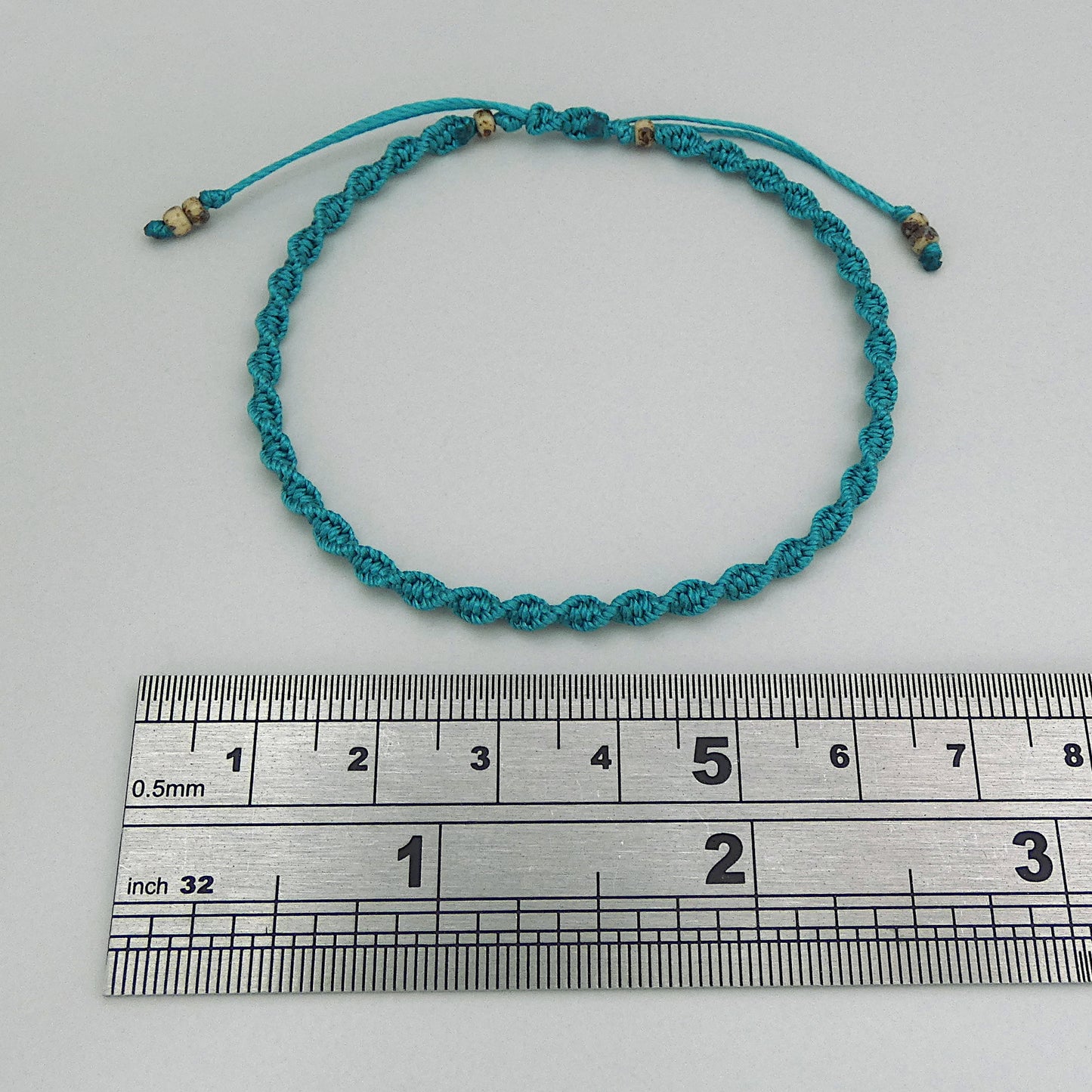 Teal Green Macramé Bracelet – Handmade Spiral Bracelet for Women, Coastal Boho Style, Adjustable Jewellery UK
