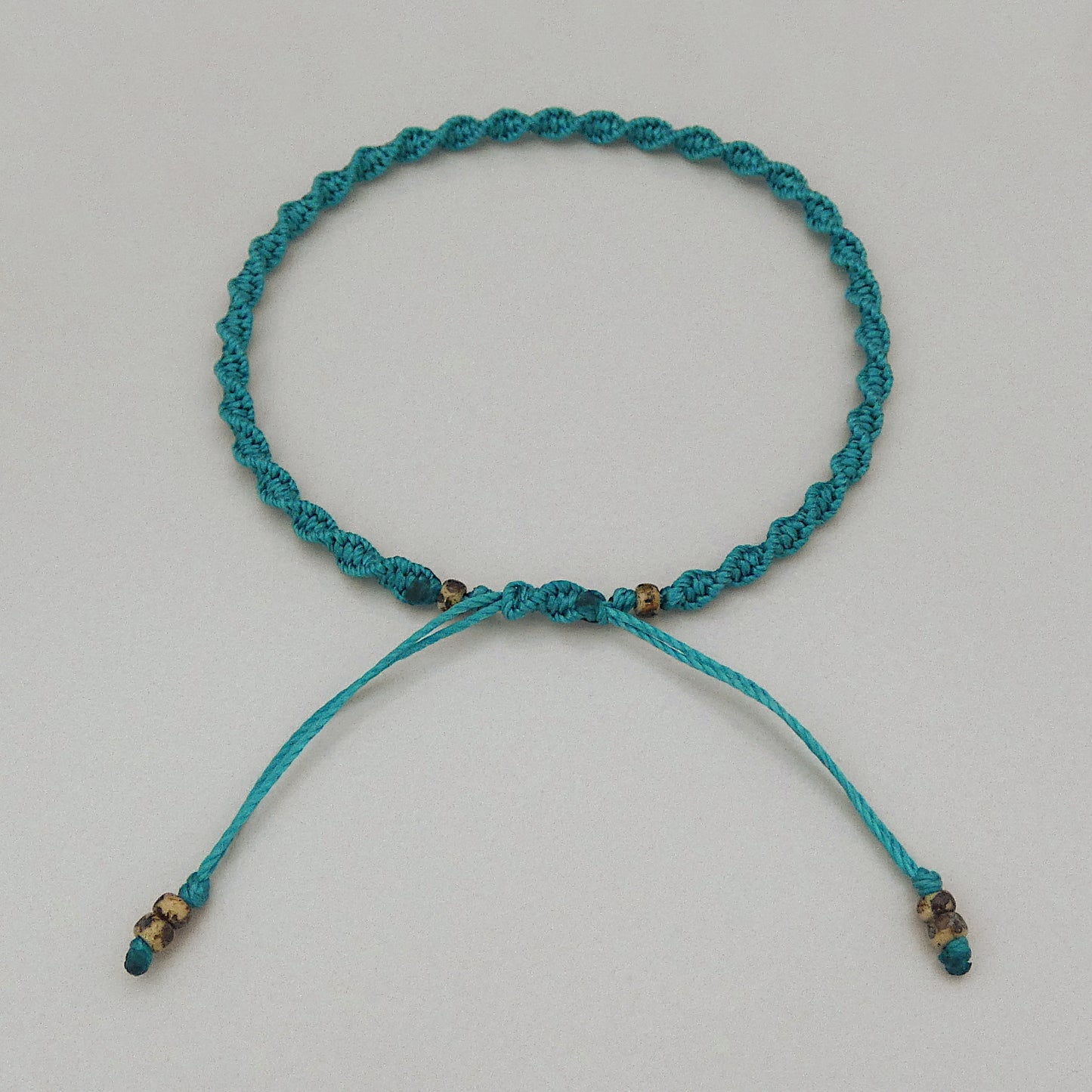 Teal Green Macramé Bracelet – Handmade Spiral Bracelet for Women, Coastal Boho Style, Adjustable Jewellery UK