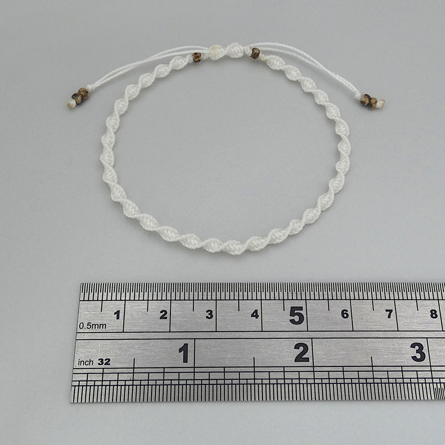 White Macramé Bracelet – Handmade Spiral Knot Bracelet, Minimalist Boho Jewellery, Adjustable Gift for Women UK